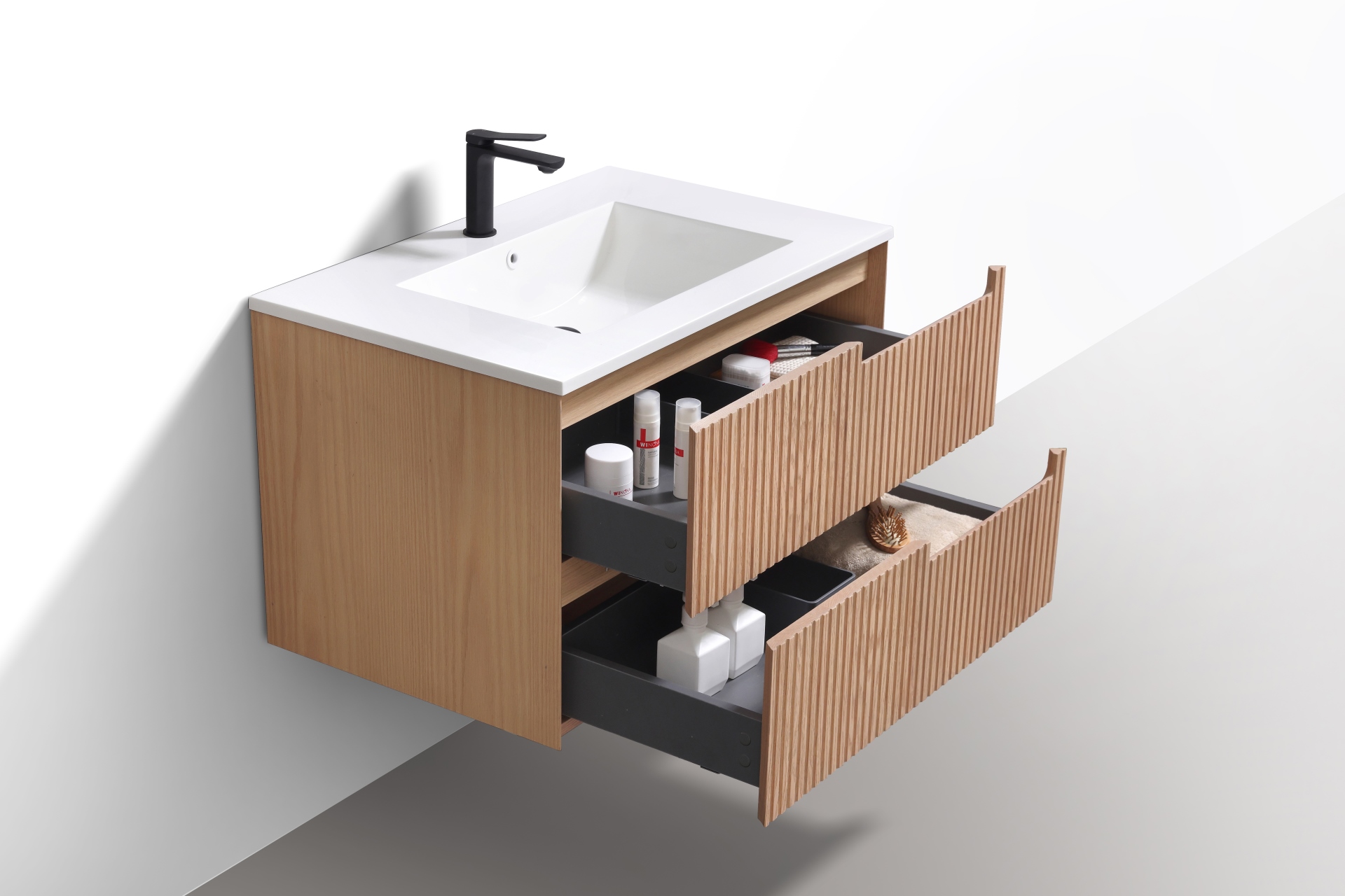 KSW32-OAKWOOD_3 KubeBath FSKSW32-OAKWOOD Modern Wall Mount Vanity - Image 3