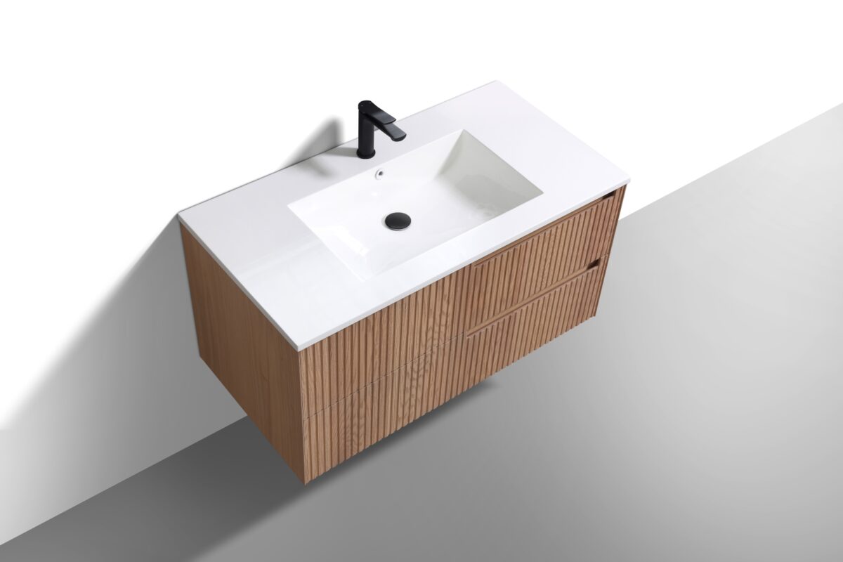 KubeBath Fiore KSW40-OAKWOOD Wall Mount Bathroom Vanity - Image 2