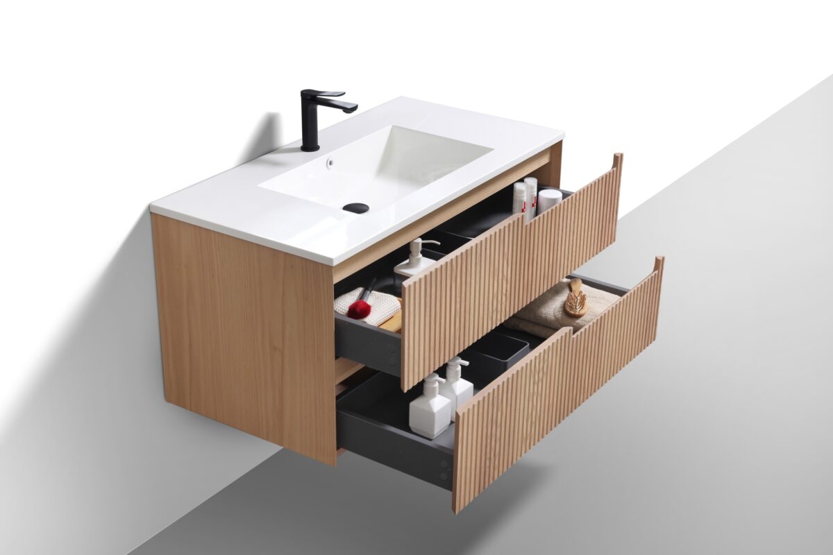 KubeBath Fiore KSW40-OAKWOOD Wall Mount Bathroom Vanity - Image 3