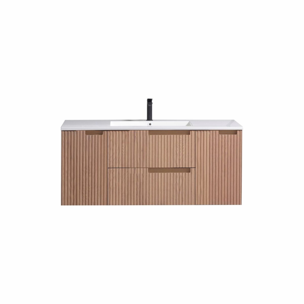 KubeBath KSW48S-OAKWOOD Modern Wall Mount Single Vanity - Image 1