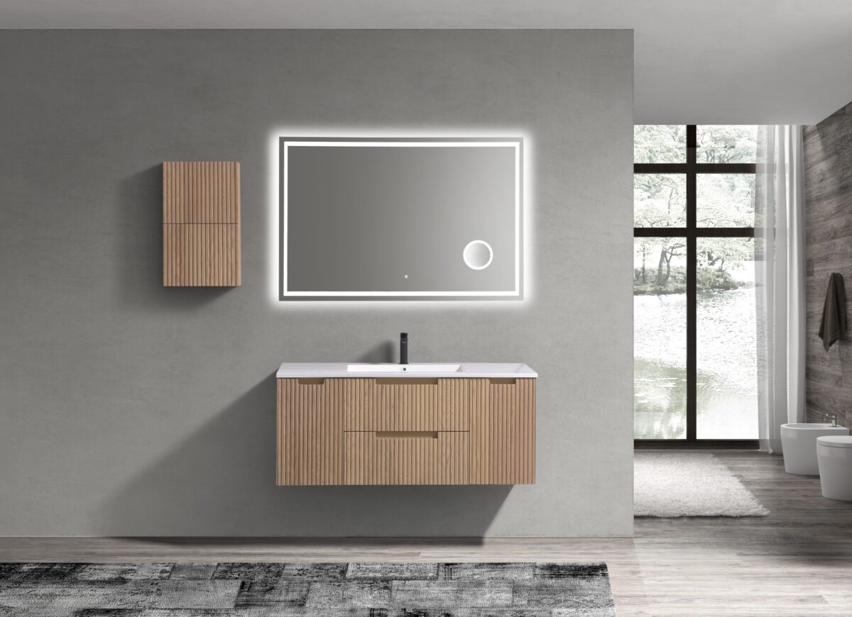 Small Bathroom Oak Wood ALT24-OAKWOOD Linen Side Cabinet - Image 3