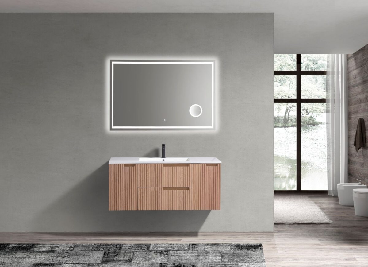 KubeBath KSW48S-OAKWOOD Modern Wall Mount Single Vanity - Image 2