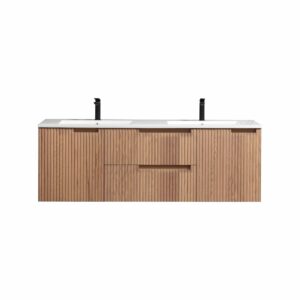 KubeBath Fiore KSW60D-OAKWOOD Wall Mount Double Vanity