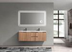 KubeBath Fiore KSW60D-OAKWOOD Wall Mount Double Vanity - Image 2