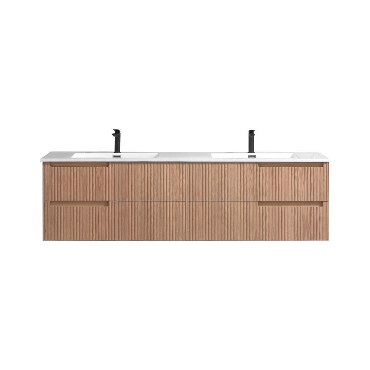 KubeBath KSW72-OAKWOOD Modern Wall Mount Double Vanity - Image 1