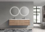 KubeBath KSW72-OAKWOOD Modern Wall Mount Double Vanity - Image 4