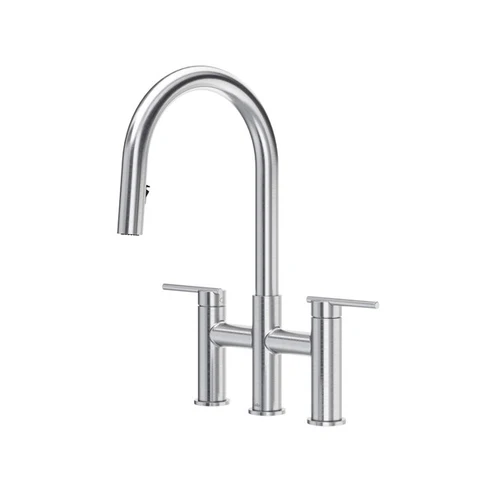 LT400-SS Riobel Lateral LT400 Bridge Pull-Down Kitchen Faucet - Image 1