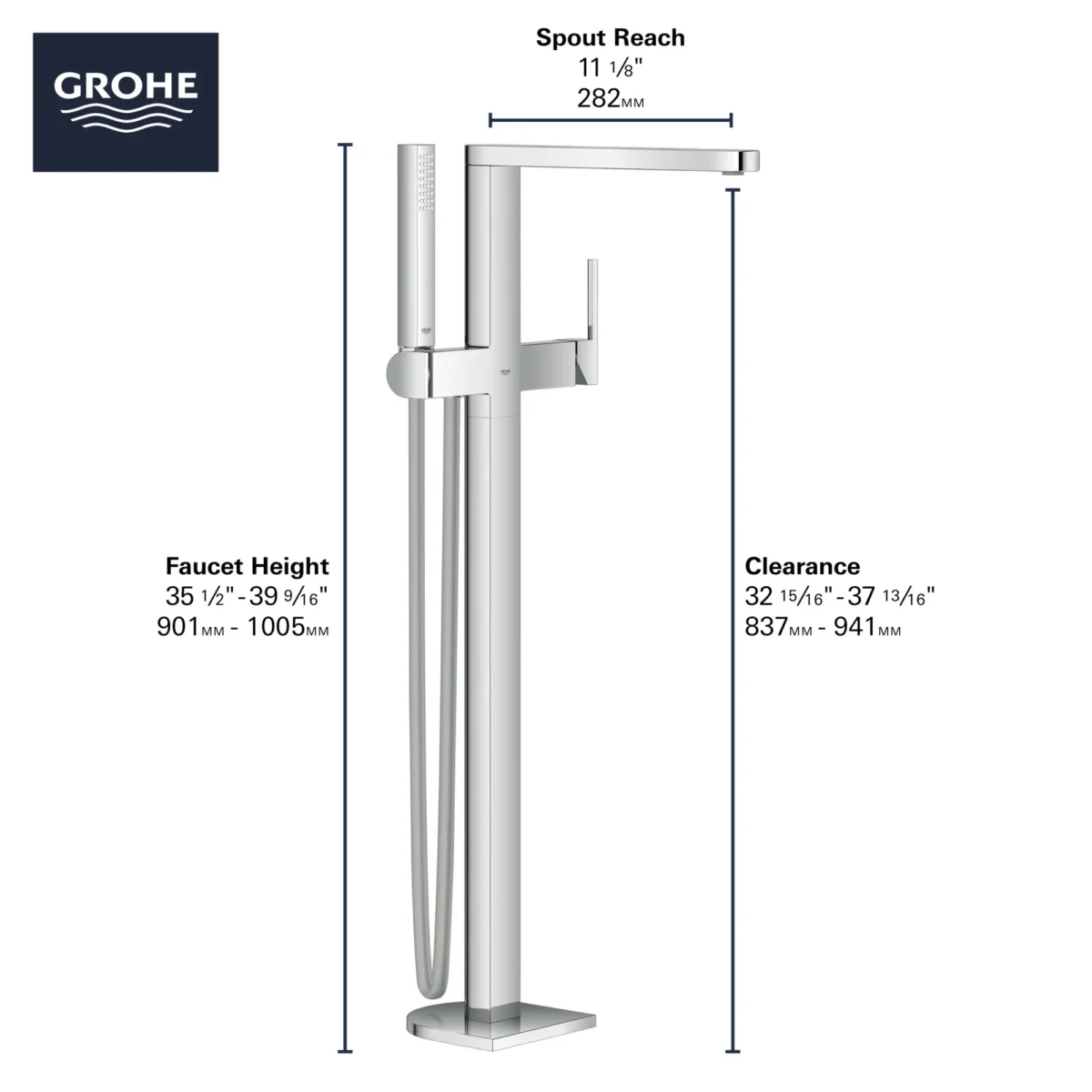 Grohe Plus 23846 Single-Handle Freestanding Tub Faucet - Image 3