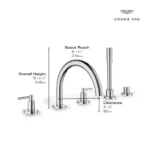Grohe Atrio 25274 5-Hole 2-Handle Deck Mount Tub Faucet - Image 3