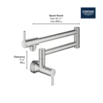 Grohe Zedra 31075 2-Handle Wall Mount Pot Filler - Image 3
