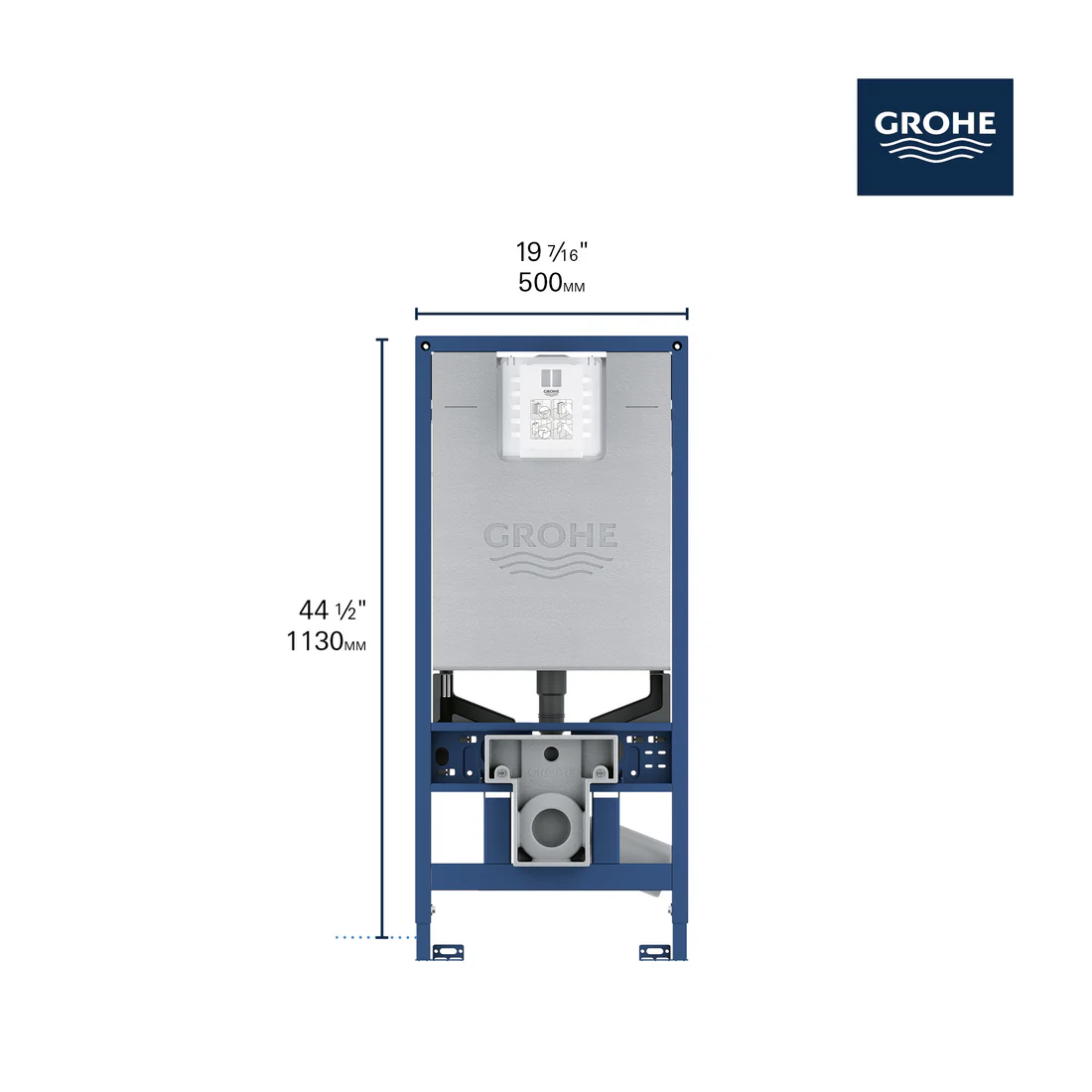 39602-3 Grohe Rapid 39602 Slx–2"X6" In-Wall Carrier For Toilets - Image 3