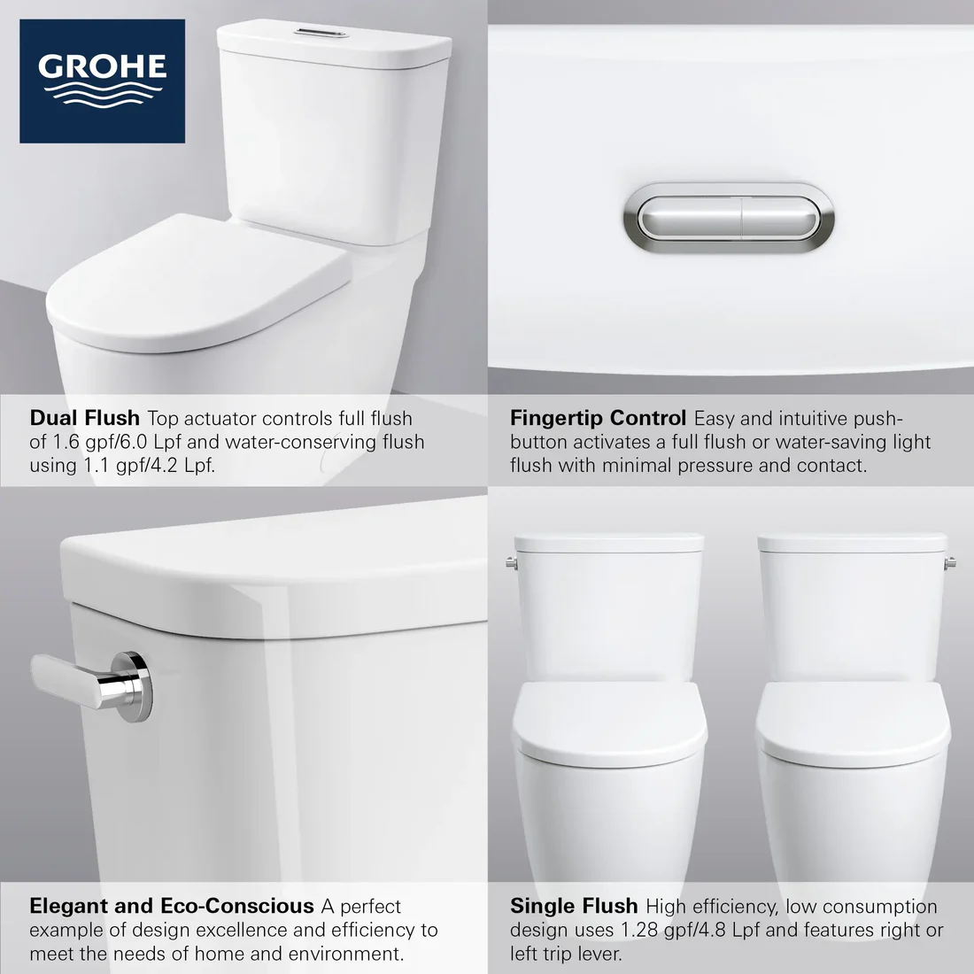 39675-3 Grohe Essence 39675 Two-Piece Elongated Single Flush Toilet - Image 3