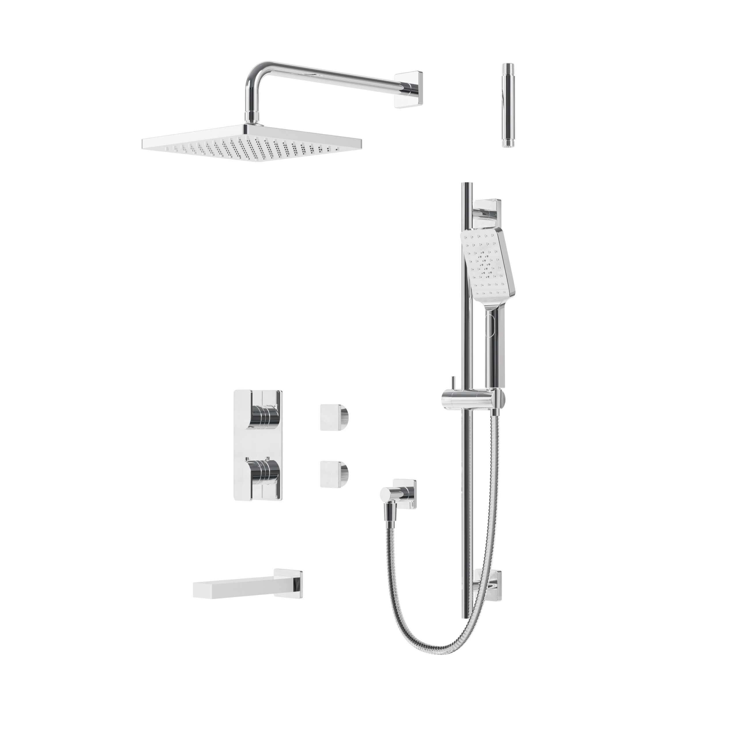 XPSK03_Xpress-Shower-square-with-square-spout-PC-scaled Aquabrass Xpress XPSK03 Square Thermostatic Shower Trim Kit 3-way Shared - Image 1