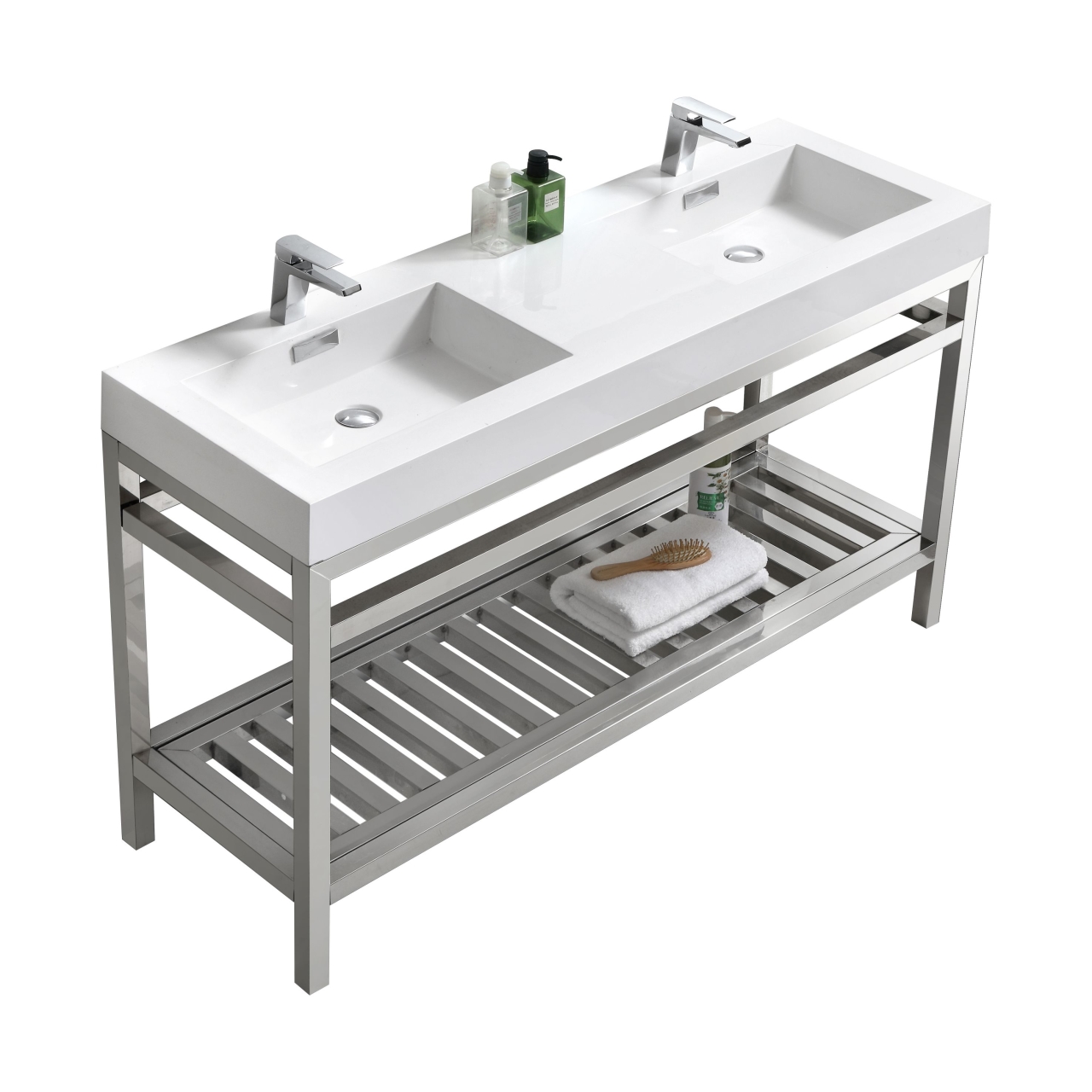 AC60D-1 KubeBath Cisco AC60D Stainless Steel Console With Acrylic Sink - Image 1