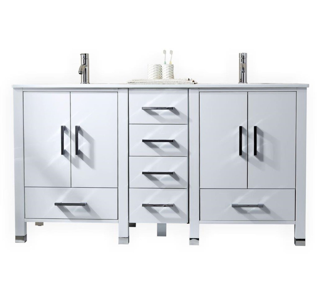 ASL1572-GW-1 KubeBath Anziano ASL1572-GW Double Sink Vanity W/ Countertop - Image 1