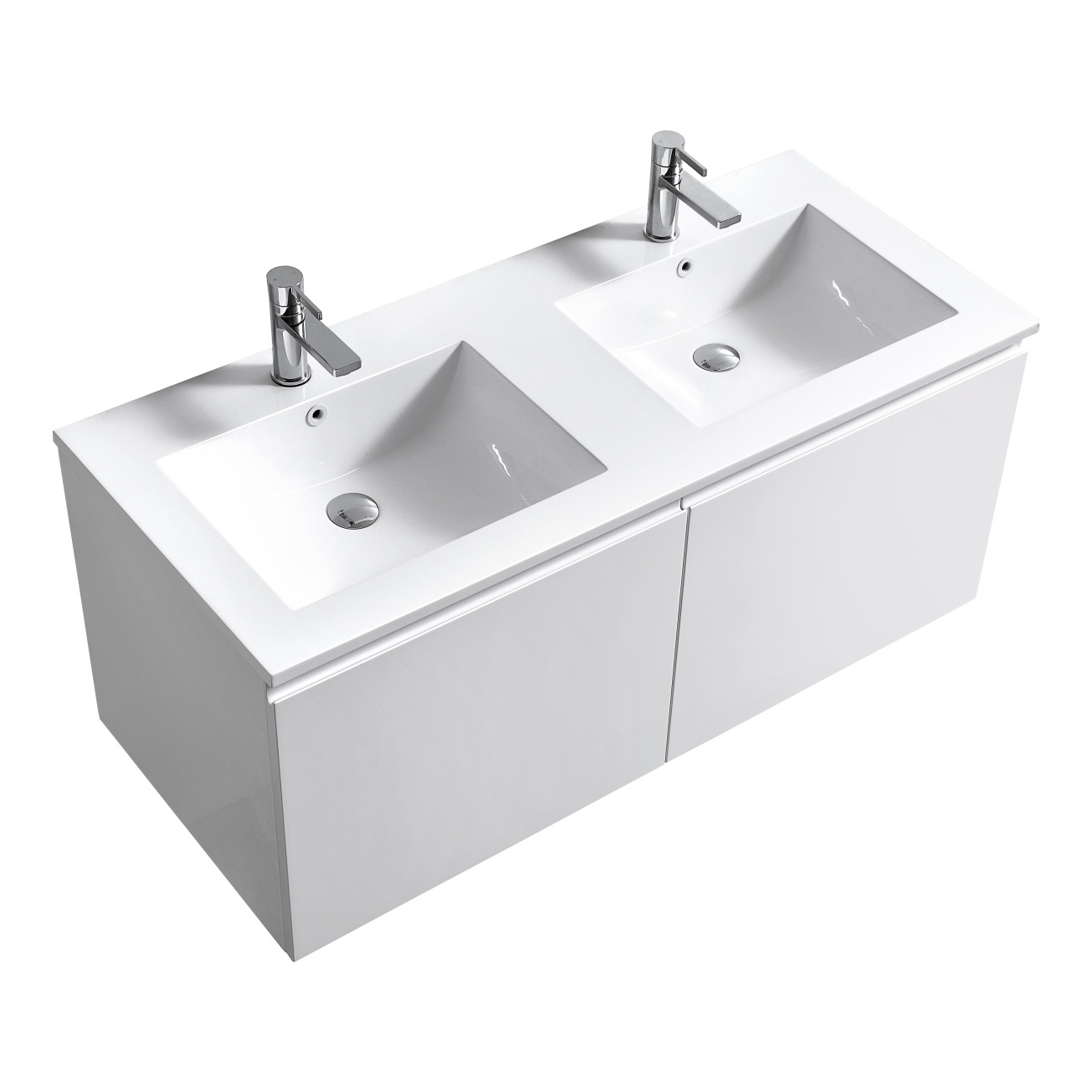 BALLI48D-GW_1 KubeBath BALLI48D Double Sink Wall Mount Bathroom Vanity - Image 1