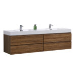 KubeBath Bliss BSL72D-GCN Double Sink Wall Mount Vanity