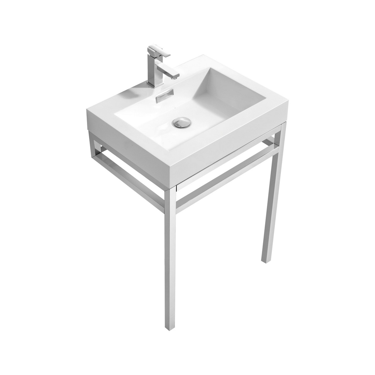 CH24-1 KubeBath Haus CH24 Stainless Steel Console With White Sink - Image 1