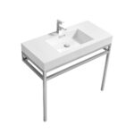 KubeBath Haus CH36 Stainless Steel Console With White Sink
