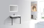 KubeBath Haus CH36-BK Stainless Steel Console With White Sink - Image 2