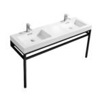 KubeBath Haus CH60D-BK Double Sink Stainless Steel Console