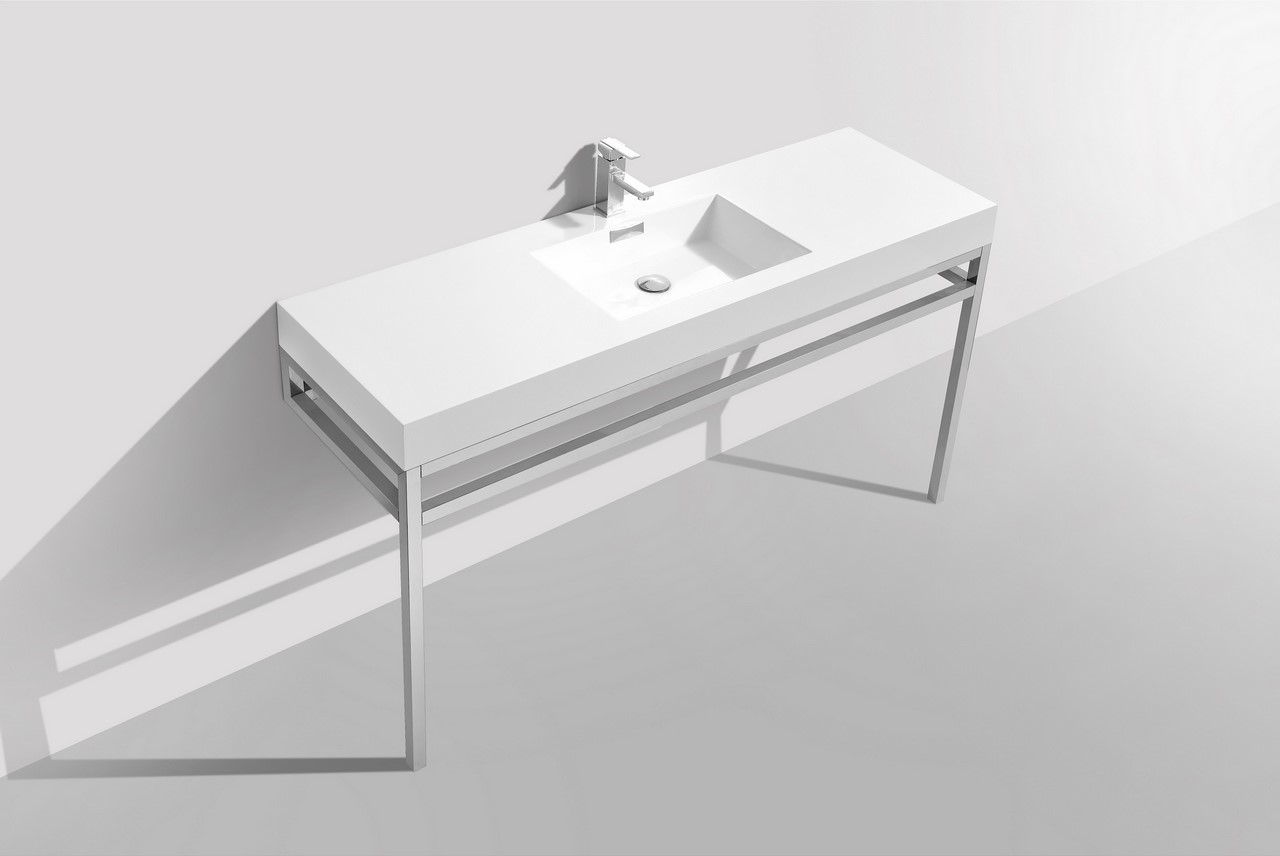 CS60S-6 KubeBath Haus CH60S Single Sink Stainless Steel Console - Image 1