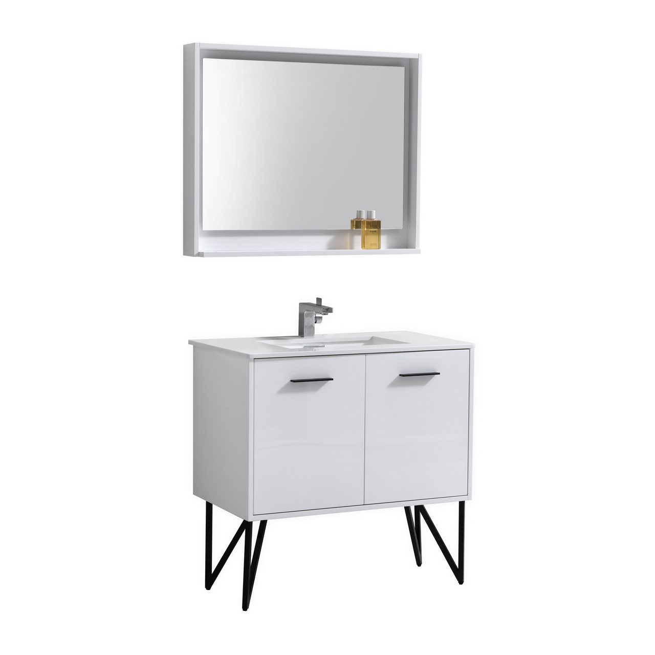 KB36GW-1 KubeBath Bosco KB36GW Modern Bathroom Single Vanity - Image 1