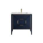 KubeBath Vetro KV8836BLUE Vanity With Quartz Counter Top