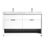 KubeBath Nudo NUDO60D-GW Double Sink Bathroom Vanity