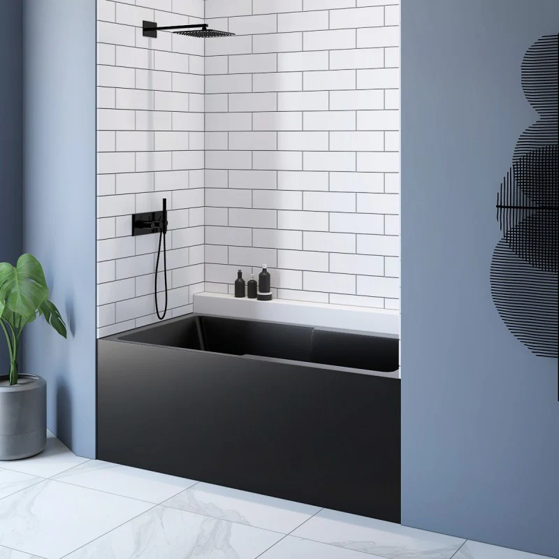 1 Bain Signature Elsa Matte Black Skirted Tub-Right - Image 1