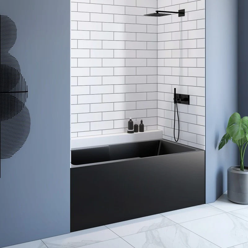 1 Bain Signature Elsa Matte Black Skirted Tub-Left - Image 1