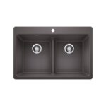 Blanco 403636 Liven 33 Equal Double Low Divide SILGRANIT Double Bowl Dual-Mount Kitchen Sink