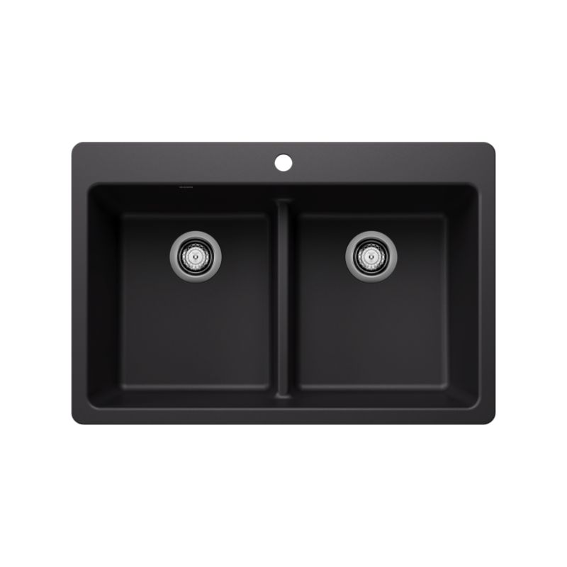 Untitled design (75) Blanco 403634 Liven 33 Equal Double Low Divide SILGRANIT Double Bowl Dual-Mount Kitchen Sink - Image 1