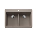 Blanco 403638 Liven 33 Equal Double Low Divide SILGRANIT Double Bowl Dual-Mount Kitchen Sink