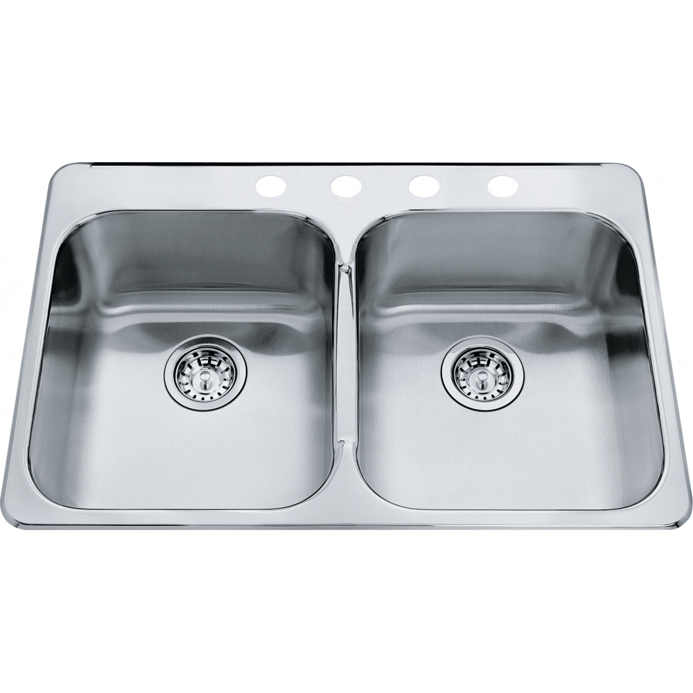 1 Kindred Steel Queen QDL2031-8-4 Drop-in Double Bowl Sink - Image 1