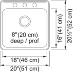 Kindred Steel Queen QSL2020-8-3 Single Bowl Drop In Sink - Image 2