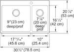 Kindred Brookmore BCL2131R-9-1 Drop-In Double-Bowl Sink - Image 2