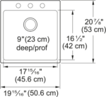 Kindred Brookmore BSL2120-9-3 Drop-In Single-Bowl Sink - Image 2