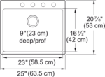 Kindred Brookmore BSL2125-9-4 Drop-In Single-Bowl Sink - Image 2
