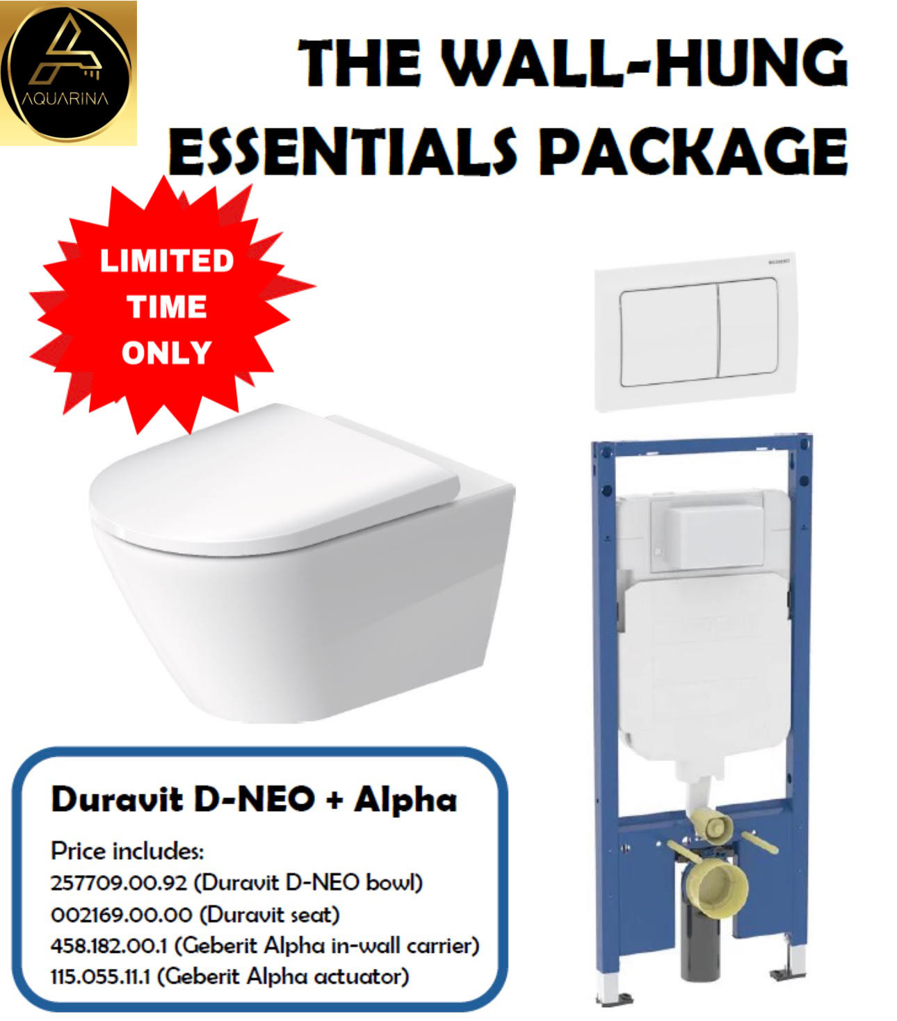 unnamed Duravit D-NEO + Geberit Alpha WALL-HUNG Toilet Complete package - Image 1
